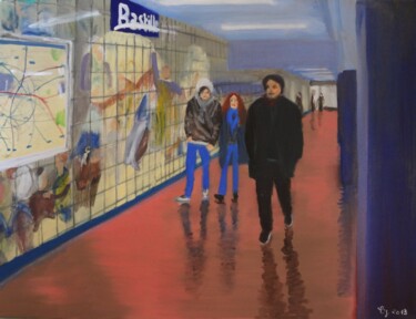 Peinture intitulée "RATP 6" par Christine Jumaucourt, Œuvre d'art originale, Huile
