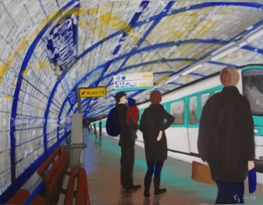 Malerei mit dem Titel "RATP 7" von Christine Jumaucourt, Original-Kunstwerk, Öl