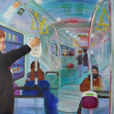 Malerei mit dem Titel "RATP 16" von Christine Jumaucourt, Original-Kunstwerk, Öl