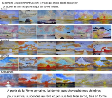 Peinture intitulée "Confinement Covid-19" par Christine Jumaucourt, Œuvre d'art originale, Aquarelle