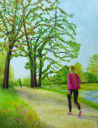 Картина под названием "Lac Inférieur 2" - Christine Jumaucourt, Подлинное произведение искусства, Масло Установлен на Деревя…