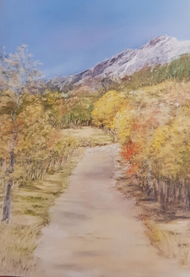 Painting titled "Le bout du chemin" by Christine Lavialle, Original Artwork, Pastel