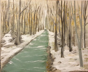Peinture intitulée "Rivière traversant…" par Christine Lavialle, Œuvre d'art originale, Acrylique