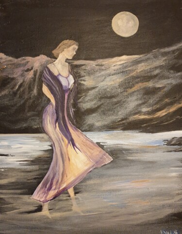 Peinture intitulée "La dame de l'ombre" par Christine Lavialle, Œuvre d'art originale, Acrylique