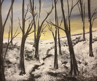 Painting titled "Paysage hivernal" by Christine Lavialle, Original Artwork, Acrylic