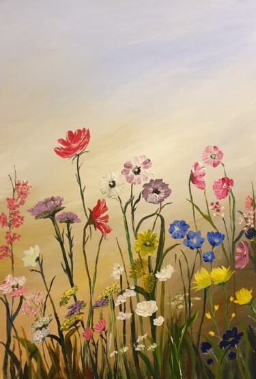 Peinture intitulée "Le bouquet libre" par Christine Lavialle, Œuvre d'art originale, Acrylique