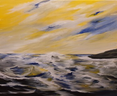 Peinture intitulée "Ciel et mer en sole…" par Christine Lavialle, Œuvre d'art originale, Acrylique