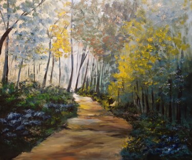 Painting titled "Balade en forêt" by Christine Lavialle, Original Artwork, Acrylic