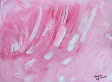 Painting titled "Rose bonbon" by Christine Lefrançois, Original Artwork, Acrylic