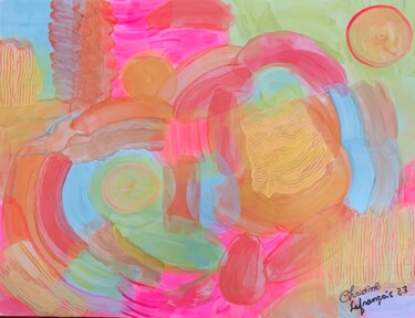 Painting titled "coeur pastel" by Christine Lefrançois, Original Artwork, Acrylic