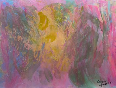 Pintura intitulada "Océan rose" por Christine Lefrançois, Obras de arte originais, Acrílico