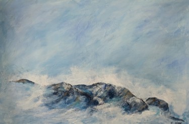 Painting titled "Vagues" by Christine Leger, Original Artwork, Acrylic