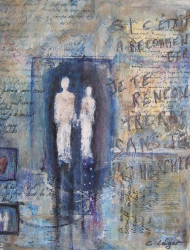 Картина под названием "au coeur de mon amo…" - Christine Leger, Подлинное произведение искусства, Акрил