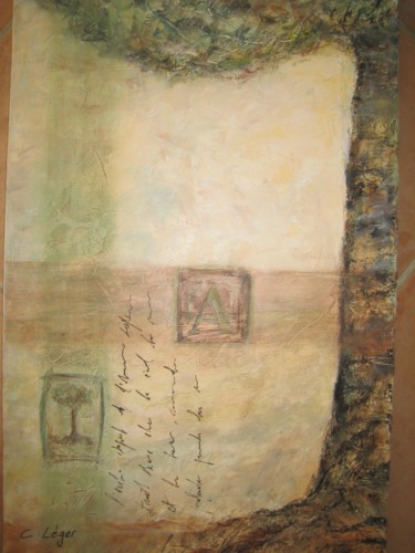 Painting titled "uni-vert" by Christine Leger, Original Artwork, Acrylic