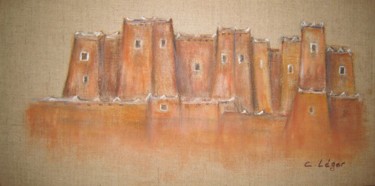 Peinture intitulée "kasbah dans l'Atlas" par Christine Leger, Œuvre d'art originale, Acrylique