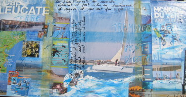 Collages intitulée "ESCALE A LEUCATE" par Christine Leger, Œuvre d'art originale