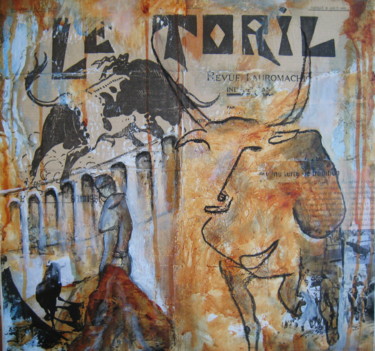 Collages titled "AU COEUR DE L'ARENE" by Christine Leger, Original Artwork