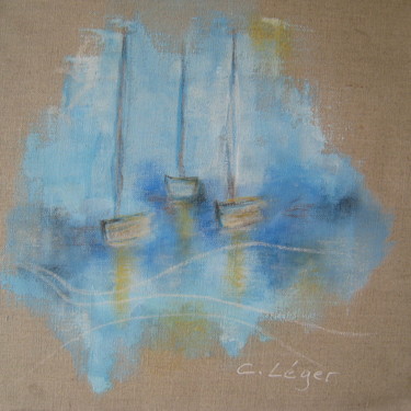 Painting titled "SERENITE BLEUE" by Christine Leger, Original Artwork, Acrylic