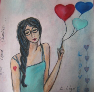 Painting titled "MON COEUR CHAVIRE..…" by Christine Leger, Original Artwork, Acrylic