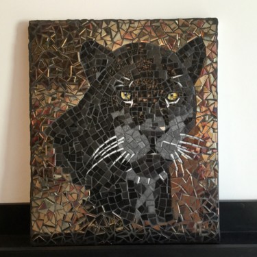 Escultura intitulada "Panthère noire" por Christine Louchet, Obras de arte originais, Mosaico