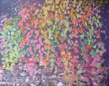 Painting titled "cascade fleurie" by Christine Louisy-Louis, Original Artwork, Acrylic