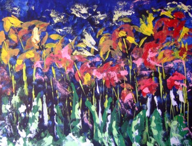 Painting titled "Vision fleurie" by Christine Louisy-Louis, Original Artwork, Acrylic