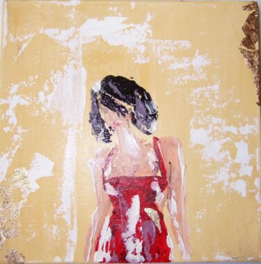 Peinture intitulée "Femme en rouge" par Christine Louisy-Louis, Œuvre d'art originale, Huile