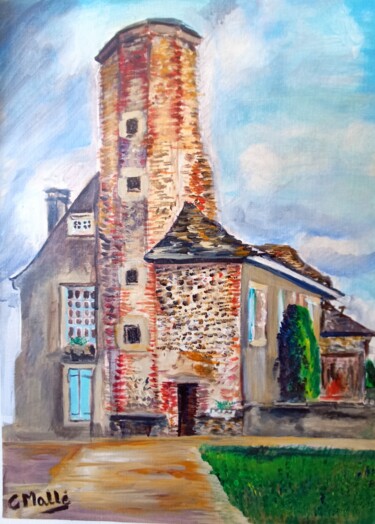 Painting titled "Le Presbytère de Le…" by Christine Malle, Original Artwork, Acrylic