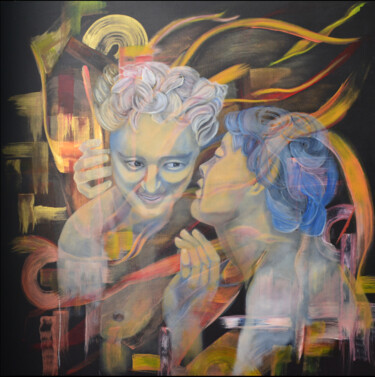 Peinture intitulée ""Le secret, Daphnis…" par Christine Mamet, Œuvre d'art originale, Huile