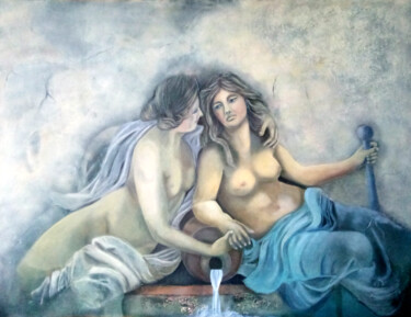 Painting titled ""Lesbos"" by Christine Mamet, Original Artwork, Oil