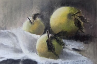 Dessin intitulée "Fruité automnale" par Christine Mamet, Œuvre d'art originale, Pastel Monté sur Autre panneau rigide