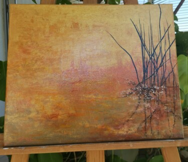 Painting titled "Jonction" by Christine Marichy, Original Artwork, Acrylic Mounted on Wood Stretcher frame
