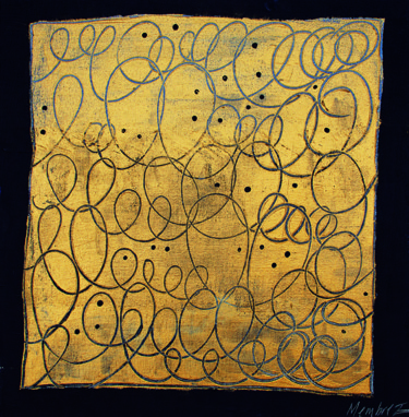 Peinture intitulée "Foule étonnée 30x30…" par Christine Membrez, Œuvre d'art originale