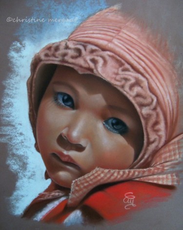 Peinture intitulée "Ayanna" par Christine Mergnat, Œuvre d'art originale, Pastel