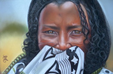 Pittura intitolato "Ethiopia #ArtistSup…" da Christine Mergnat, Opera d'arte originale, Pastello