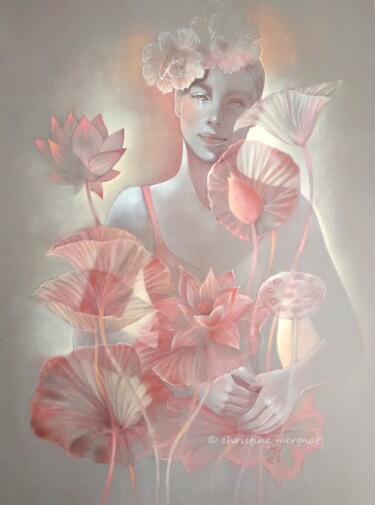 Peinture intitulée "inflorescences" par Christine Mergnat, Œuvre d'art originale, Pastel