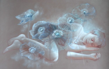 绘画 标题为“Le Grand Sommeil” 由Christine Mergnat, 原创艺术品, 粉彩