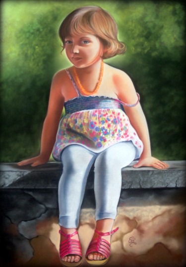 Peinture intitulée "la petite sentinell…" par Christine Mergnat, Œuvre d'art originale, Pastel