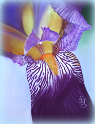 「coeur d'iris #Artis…」というタイトルの絵画 Christine Mergnatによって, オリジナルのアートワーク, パステル