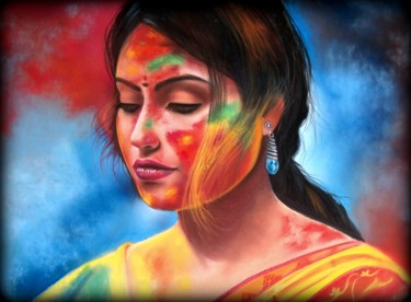 Картина под названием ""true colors"" - Christine Mergnat, Подлинное произведение искусства, Пастель