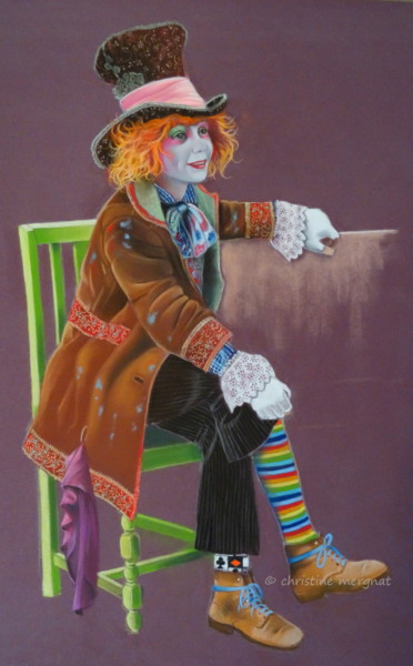 Painting titled ""le chapelier de Ca…" by Christine Mergnat, Original Artwork, Pastel