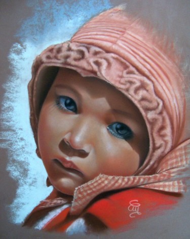 Painting titled ""Ayanna"" by Christine Mergnat, Original Artwork, Pastel