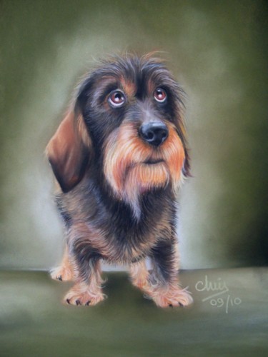 Painting titled "Oup's !" by Christine Mergnat, Original Artwork, Pastel