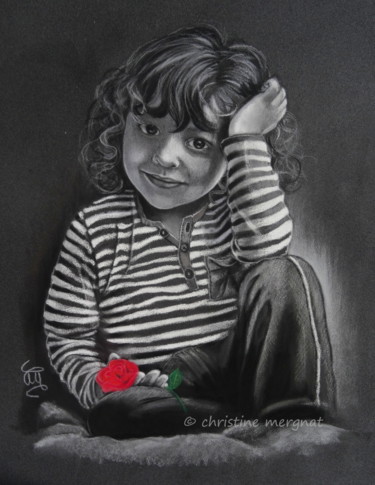 Painting titled ""le petit Prince"" by Christine Mergnat, Original Artwork, Pastel