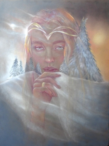 Peinture intitulée ""Hiver"" par Christine Mergnat, Œuvre d'art originale, Pastel