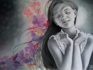 Painting titled ""amoureuse" (1ère v…" by Christine Mergnat, Original Artwork, Pastel