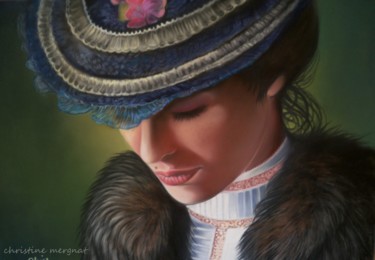 Painting titled "Adèle" by Christine Mergnat, Original Artwork, Pastel