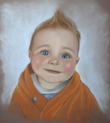 Painting titled ""Charles"" by Christine Mergnat, Original Artwork, Pastel