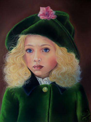 Pintura intitulada ""Justine"" por Christine Mergnat, Obras de arte originais, Pastel