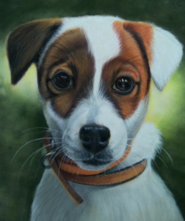 Painting titled ""Baby Jack"" by Christine Mergnat, Original Artwork, Pastel